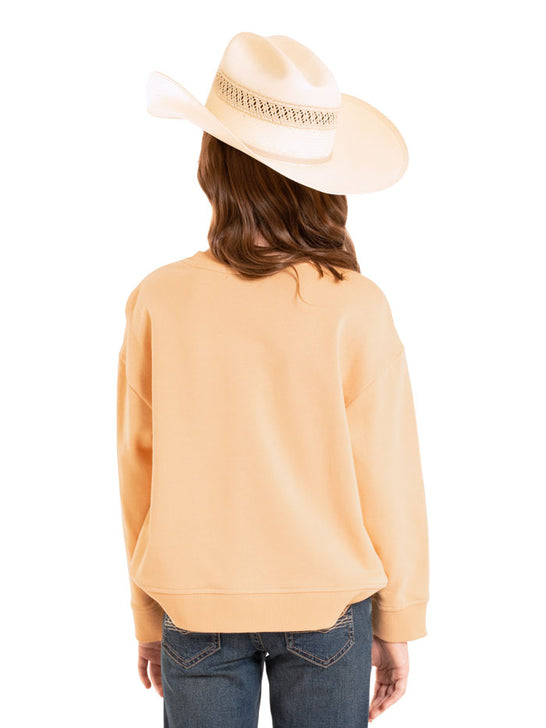 Rock & Roll Denim BG91T08105 Kids Horse Graphic Pullover Tan back view. If you need any assistance with this item or the purchase of this item please call us at five six one seven four eight eight eight zero one Monday through Saturday 10:00a.m EST to 8:00 p.m EST