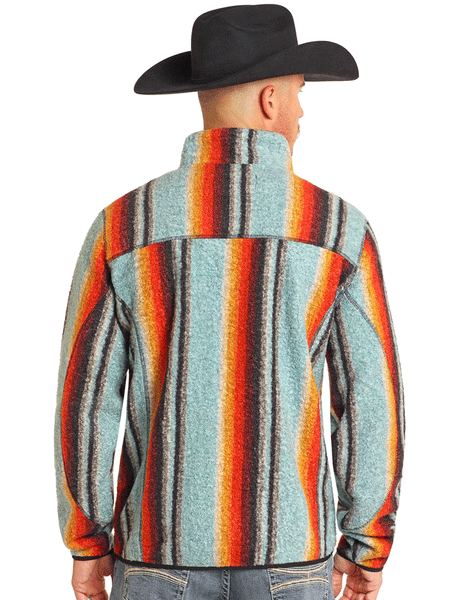 Rock & Roll Denim BM91C04403 Mens Serape Berber Pullover Turquoise back. If you need any assistance with this item or the purchase of this item please call us at five six one seven four eight eight eight zero one Monday through Saturday 10:00a.m EST to 8:00 p.m EST
