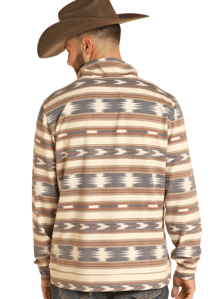 Rock & Roll Denim BM91T04940 Mens Stripe Performance Pullover Natural back view. If you need any assistance with this item or the purchase of this item please call us at five six one seven four eight eight eight zero one Monday through Saturday 10:00a.m EST to 8:00 p.m EST