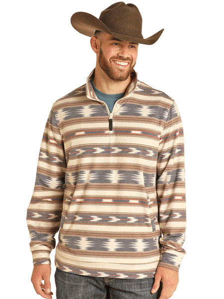 Rock & Roll Denim BM91T04940 Mens Stripe Performance Pullover Natural front view. If you need any assistance with this item or the purchase of this item please call us at five six one seven four eight eight eight zero one Monday through Saturday 10:00a.m EST to 8:00 p.m EST