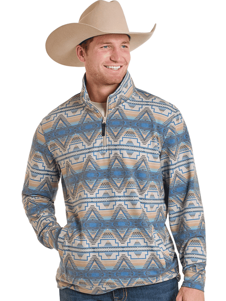 Rock & Roll Denim BM91T07312 Mens Aztec Printed Pullover Tan front view. If you need any assistance with this item or the purchase of this item please call us at five six one seven four eight eight eight zero one Monday through Saturday 10:00a.m EST to 8:00 p.m EST