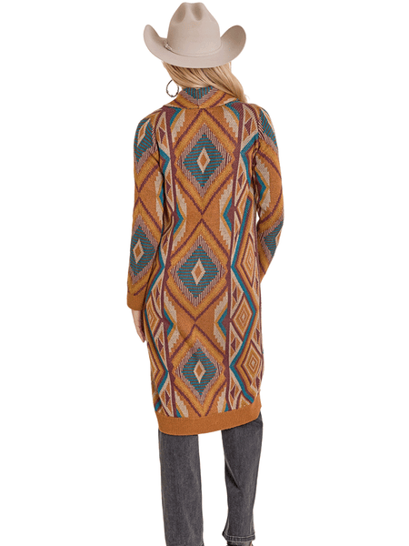 Rock & Roll Denim BW95T07771 Womens Aztec Duster Beige back view. If you need any assistance with this item or the purchase of this item please call us at five six one seven four eight eight eight zero one Monday through Saturday 10:00a.m EST to 8:00 p.m EST