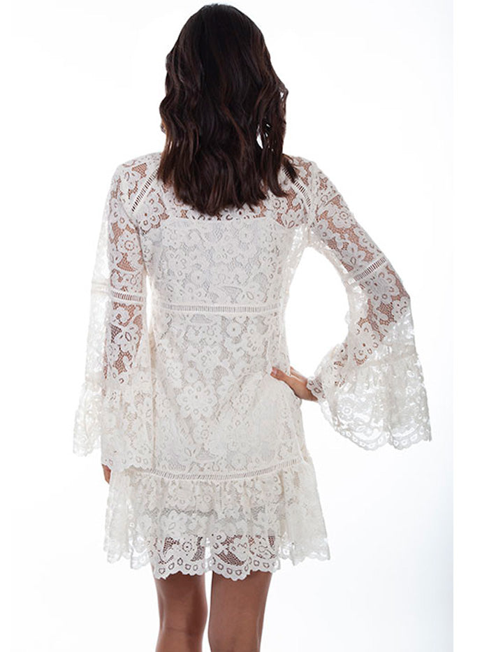 Scully HC557-IVO Womens Long Sleeve Overlay Lace Dress Ivory front view. If you need any assistance with this item or the purchase of this item please call us at five six one seven four eight eight eight zero one Monday through Saturday 10:00a.m EST to 8:00 p.m EST