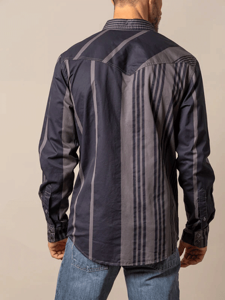 Kimes Ranch BANDIT Mens Long Sleeve Western Shirt Black back view. If you need any assistance with this item or the purchase of this item please call us at five six one seven four eight eight eight zero one Monday through Saturday 10:00a.m EST to 8:00 p.m EST