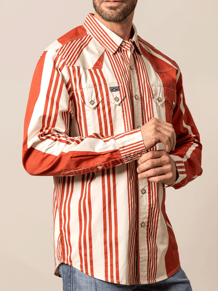 BANDIT Mens Long Sleeve Western Shirt Brick Red front view. If you need any assistance with this item or the purchase of this item please call us at five six one seven four eight eight eight zero one Monday through Saturday 10:00a.m EST to 8:00 p.m EST