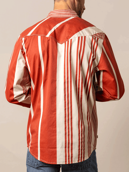 BANDIT Mens Long Sleeve Western Shirt Brick Red back view. If you need any assistance with this item or the purchase of this item please call us at five six one seven four eight eight eight zero one Monday through Saturday 10:00a.m EST to 8:00 p.m EST