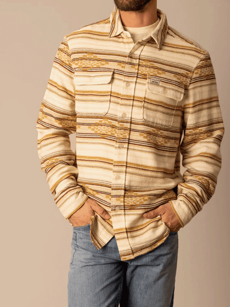 Kimes Ranch BISBEE Mens Long Sleeve Western Shirt Natural front view. If you need any assistance with this item or the purchase of this item please call us at five six one seven four eight eight eight zero one Monday through Saturday 10:00a.m EST to 8:00 p.m EST