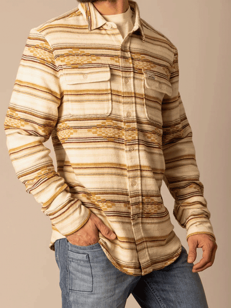 Kimes Ranch BISBEE Mens Long Sleeve Western Shirt Natural side view. If you need any assistance with this item or the purchase of this item please call us at five six one seven four eight eight eight zero one Monday through Saturday 10:00a.m EST to 8:00 p.m EST