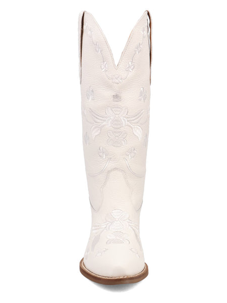 Dingo DI2182-WH Womens Love Bug Leather Boot White front view. If you need any assistance with this item or the purchase of this item please call us at five six one seven four eight eight eight zero one Monday through Saturday 10:00a.m EST to 8:00 p.m EST
