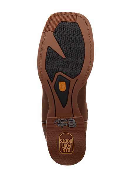 Dan Post DP5172 Mens BRIGSTON Leather Boot Brown sole view. If you need any assistance with this item or the purchase of this item please call us at five six one seven four eight eight eight zero one Monday through Saturday 10:00a.m EST to 8:00 p.m EST