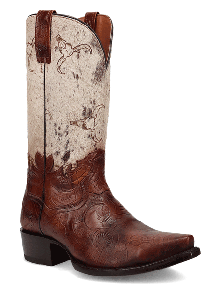 Dan Post DP80516 Mens Rodeo Hair On Leather Boot Brown front and outter side view. If you need any assistance with this item or the purchase of this item please call us at five six one seven four eight eight eight zero one Monday through Saturday 10:00a.m EST to 8:00 p.m EST