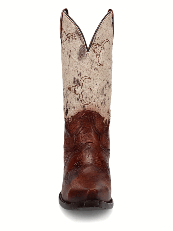 Dan Post DP80516 Mens Rodeo Hair On Leather Boot Brown front and outter side view. If you need any assistance with this item or the purchase of this item please call us at five six one seven four eight eight eight zero one Monday through Saturday 10:00a.m EST to 8:00 p.m EST