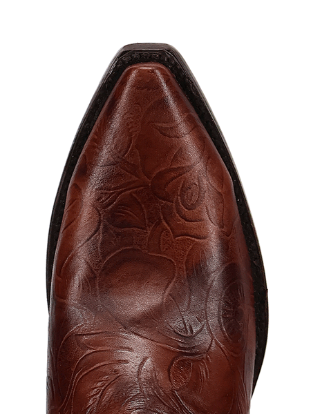 Dan Post DP80516 Mens Rodeo Hair On Leather Boot Brown toe view from above. If you need any assistance with this item or the purchase of this item please call us at five six one seven four eight eight eight zero one Monday through Saturday 10:00a.m EST to 8:00 p.m EST