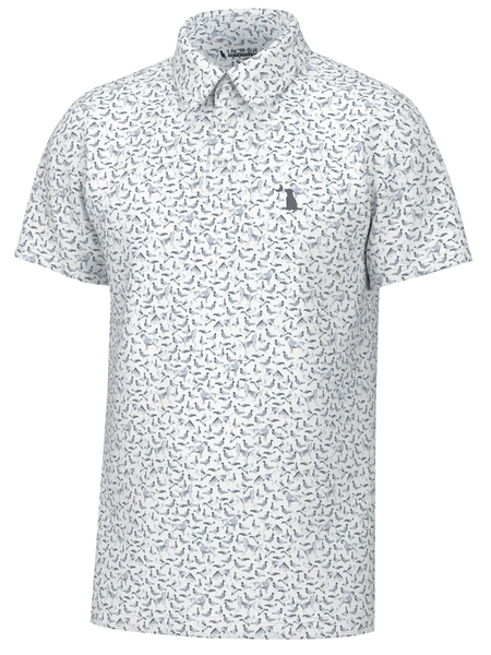 Local Boy Outfitters L1200043-WHT Mens Dirty Myrtle Polo Duck Dog White front view. If you need any assistance with this item or the purchase of this item please call us at five six one seven four eight eight eight zero one Monday through Saturday 10:00a.m EST to 8:00 p.m EST