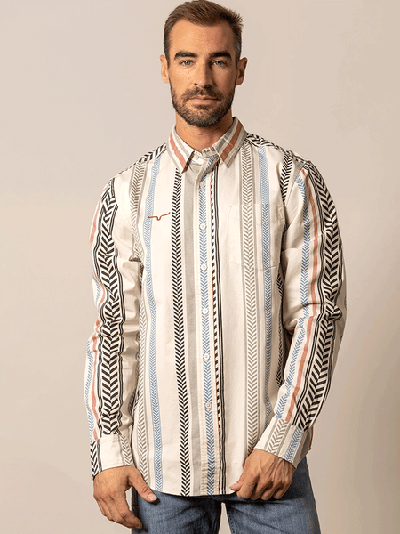 Kimes Ranch DOUBLE TAP Mens Long Sleeve Western Shirt Black front view. If you need any assistance with this item or the purchase of this item please call us at five six one seven four eight eight eight zero one Monday through Saturday 10:00a.m EST to 8:00 p.m EST