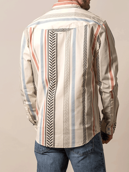 Kimes Ranch DOUBLE TAP Mens Long Sleeve Western Shirt Black back view. If you need any assistance with this item or the purchase of this item please call us at five six one seven four eight eight eight zero one Monday through Saturday 10:00a.m EST to 8:00 p.m EST