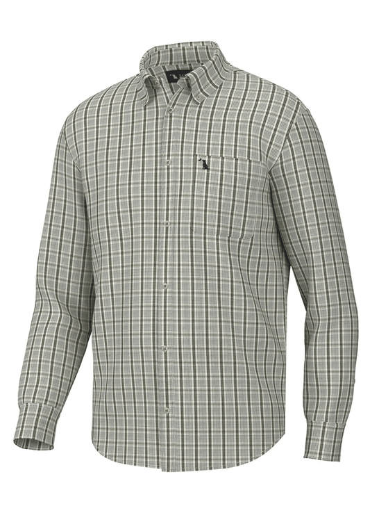 Local Boy Outfitters L1500042-LBOG Mens Stamps Dress Shirt Light Beige Olive Green front view. If you need any assistance with this item or the purchase of this item please call us at five six one seven four eight eight eight zero one Monday through Saturday 10:00a.m EST to 8:00 p.m EST