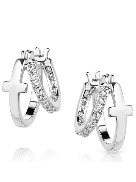 Montana Silversmiths ER5949 Womens Wrapped in Faith Crystal Earrings Silver front view. If you need any assistance with this item or the purchase of this item please call us at five six one seven four eight eight eight zero one Monday through Saturday 10:00a.m EST to 8:00 p.m EST