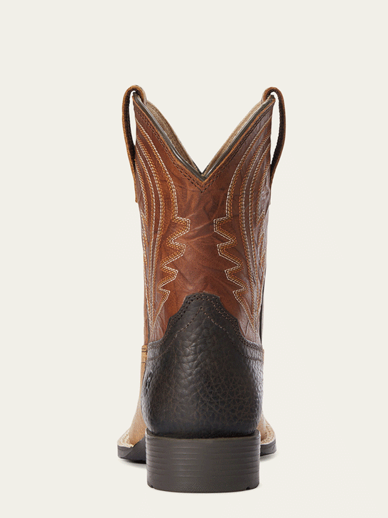 Ariat 10034069 Kids Lil' Hoss Western Boot Tan back view. If you need any assistance with this item or the purchase of this item please call us at five six one seven four eight eight eight zero one Monday through Saturday 10:00a.m EST to 8:00 p.m EST