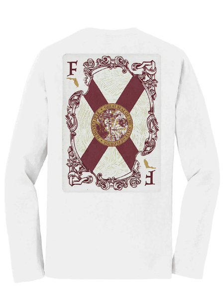 FloGrown FGM-3193 Florida Card Long Sleeve Tee White back view. If you need any assistance with this item or the purchase of this item please call us at five six one seven four eight eight eight zero one Monday through Saturday 10:00a.m EST to 8:00 p.m EST