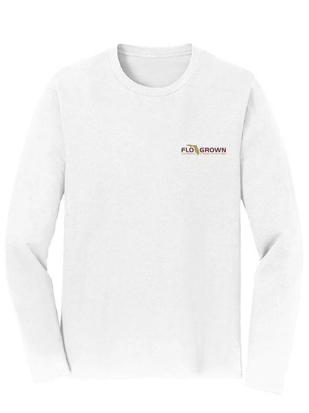 FloGrown FGM-3193 Florida Card Long Sleeve Tee White front view. If you need any assistance with this item or the purchase of this item please call us at five six one seven four eight eight eight zero one Monday through Saturday 10:00a.m EST to 8:00 p.m EST