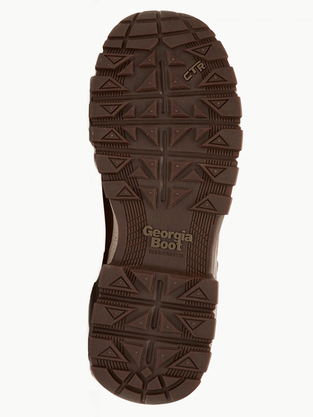 Georgia GB00725 Womens Eagle Trail Waterproof Alloy Toe Chelsea Work Boot Bark sole view. If you need any assistance with this item or the purchase of this item please call us at five six one seven four eight eight eight zero one Monday through Saturday 10:00a.m EST to 8:00 p.m EST