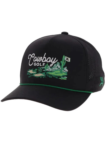 Hooey 2517T-BK COWBOY GOLF Mid Profile Snapback Trucker Hat Black front view. If you need any assistance with this item or the purchase of this item please call us at five six one seven four eight eight eight zero one Monday through Saturday 10:00a.m EST to 8:00 p.m EST