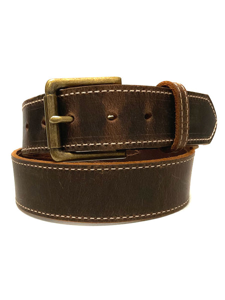 Gingerich 1022-45 Mens Yellowstone Leather Belt With Scallops Distressed Brown alternate front view. If you need any assistance with this item or the purchase of this item please call us at five six one seven four eight eight eight zero one Monday through Saturday 10:00a.m EST to 8:00 p.m EST