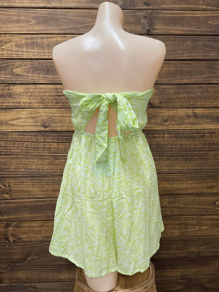 Travida 6290-1345 Womens Small Flowers Luna Romper Lime back view. If you need any assistance with this item or the purchase of this item please call us at five six one seven four eight eight eight zero one Monday through Saturday 10:00a.m EST to 8:00 p.m EST