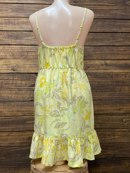Travida 6281-1278 Womens Simone Dress Yellow Orchids back view. If you need any assistance with this item or the purchase of this item please call us at five six one seven four eight eight eight zero one Monday through Saturday 10:00a.m EST to 8:00 p.m EST