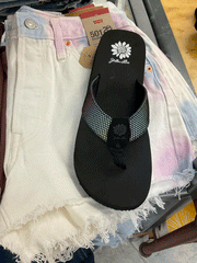 Yellow Box 52564 Womens Foliage Flip Flop Sandals Black Multi on display. If you need any assistance with this item or the purchase of this item please call us at five six one seven four eight eight eight zero one Monday through Saturday 10:00a.m EST to 8:00 p.m EST
