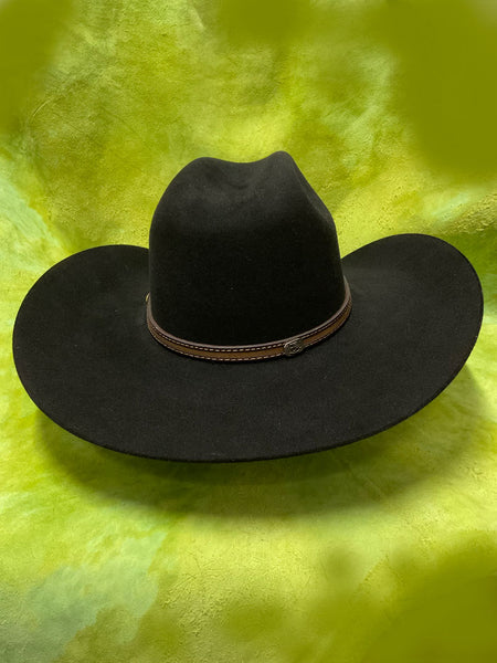 Justin JF0630CROW4402 Bent Rail Crowell 6X Fur Felt Hat Black back view. If you need any assistance with this item or the purchase of this item please call us at five six one seven four eight eight eight zero one Monday through Saturday 10:00a.m EST to 8:00 p.m EST