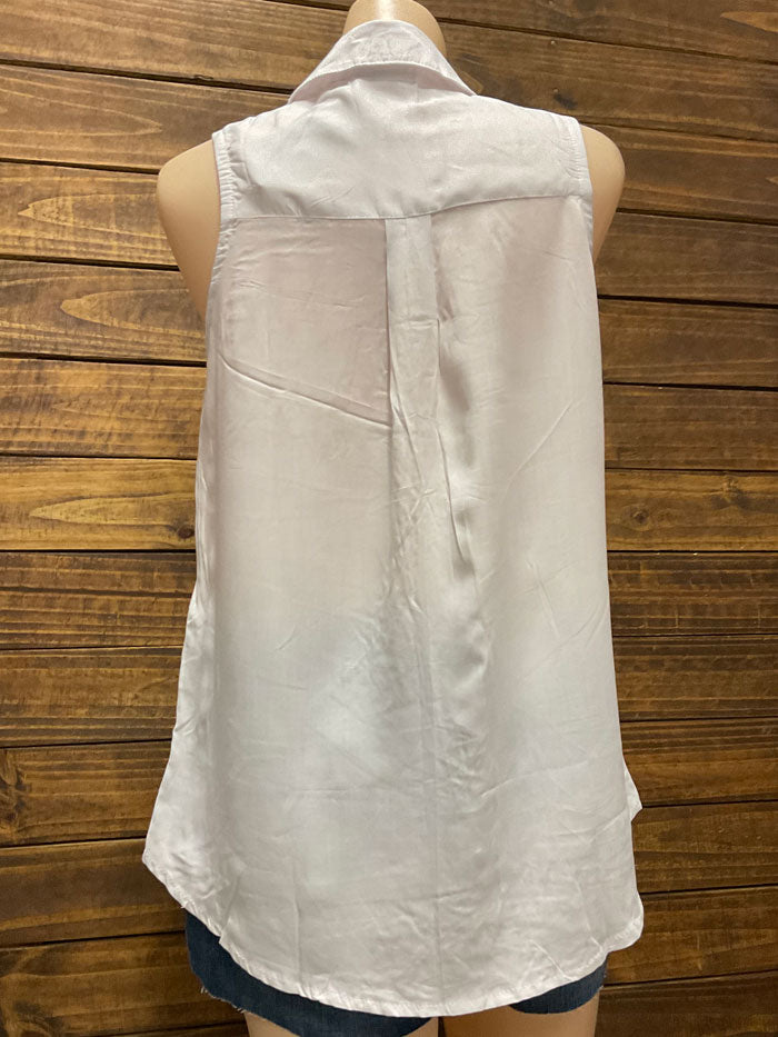 Santiki 5981-1033 Womens Eileen Sleeveless Collar Top White front view. If you need any assistance with this item or the purchase of this item please call us at five six one seven four eight eight eight zero one Monday through Saturday 10:00a.m EST to 8:00 p.m EST