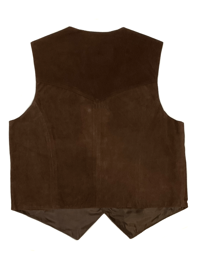 Scully 507-262 Mens Western Lambskin Suede Snap Front Vest Brown front view on model. If you need any assistance with this item or the purchase of this item please call us at five six one seven four eight eight eight zero one Monday through Saturday 10:00a.m EST to 8:00 p.m EST