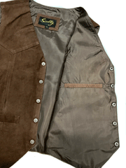 Scully 507-262 Mens Western Lambskin Suede Snap Front Vest Brown inside view. If you need any assistance with this item or the purchase of this item please call us at five six one seven four eight eight eight zero one Monday through Saturday 10:00a.m EST to 8:00 p.m EST