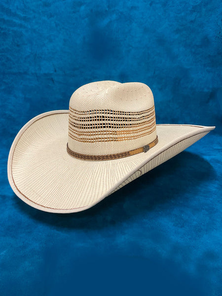Justin JS3B30BEND BENDER Straw Cowboy Hat Ivory side and front view. If you need any assistance with this item or the purchase of this item please call us at five six one seven four eight eight eight zero one Monday through Saturday 10:00a.m EST to 8:00 p.m EST
