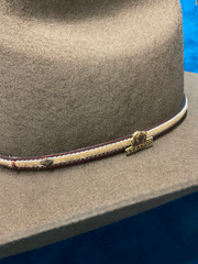 Stetson SBPWRV-754023 POWDER RIVER 4X Buffalo Felt Hat Mink band close up. If you need any assistance with this item or the purchase of this item please call us at five six one seven four eight eight eight zero one Monday through Saturday 10:00a.m EST to 8:00 p.m EST