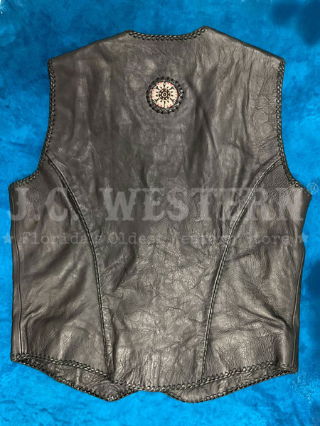 Kobler ZAPATA VEST Mens Leather Vest Black back view. If you need any assistance with this item or the purchase of this item please call us at five six one seven four eight eight eight zero one Monday through Saturday 10:00a.m EST to 8:00 p.m EST
