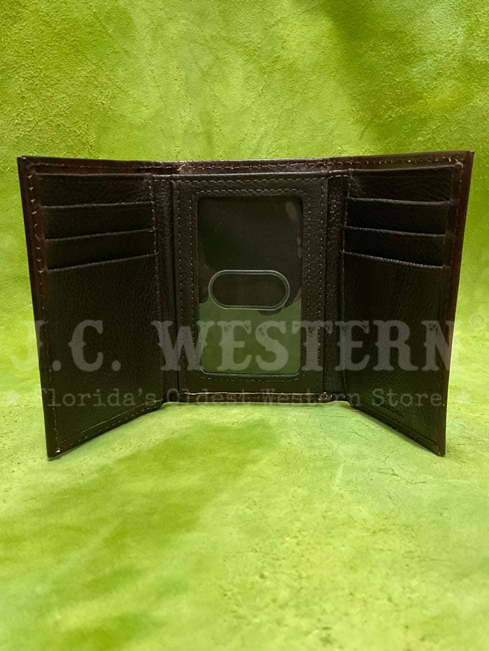 Nocona N5487244 Mens TriFold Leather Wallet Brown front view. If you need any assistance with this item or the purchase of this item please call us at five six one seven four eight eight eight zero one Monday through Saturday 10:00a.m EST to 8:00 p.m EST