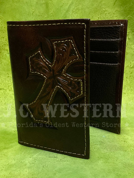 Nocona N5487244 Mens TriFold Leather Wallet Brown front view. If you need any assistance with this item or the purchase of this item please call us at five six one seven four eight eight eight zero one Monday through Saturday 10:00a.m EST to 8:00 p.m EST