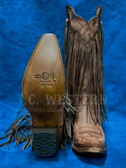 Circle G L6088 Ladies Brick Fringes Western Boot Brown front and sole view. If you need any assistance with this item or the purchase of this item please call us at five six one seven four eight eight eight zero one Monday through Saturday 10:00a.m EST to 8:00 p.m EST