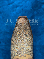 Corral C4051 Ladies Glitter Overlay And Embroidery Triad Boot Saddle toe view from above. If you need any assistance with this item or the purchase of this item please call us at five six one seven four eight eight eight zero one Monday through Saturday 10:00a.m EST to 8:00 p.m EST