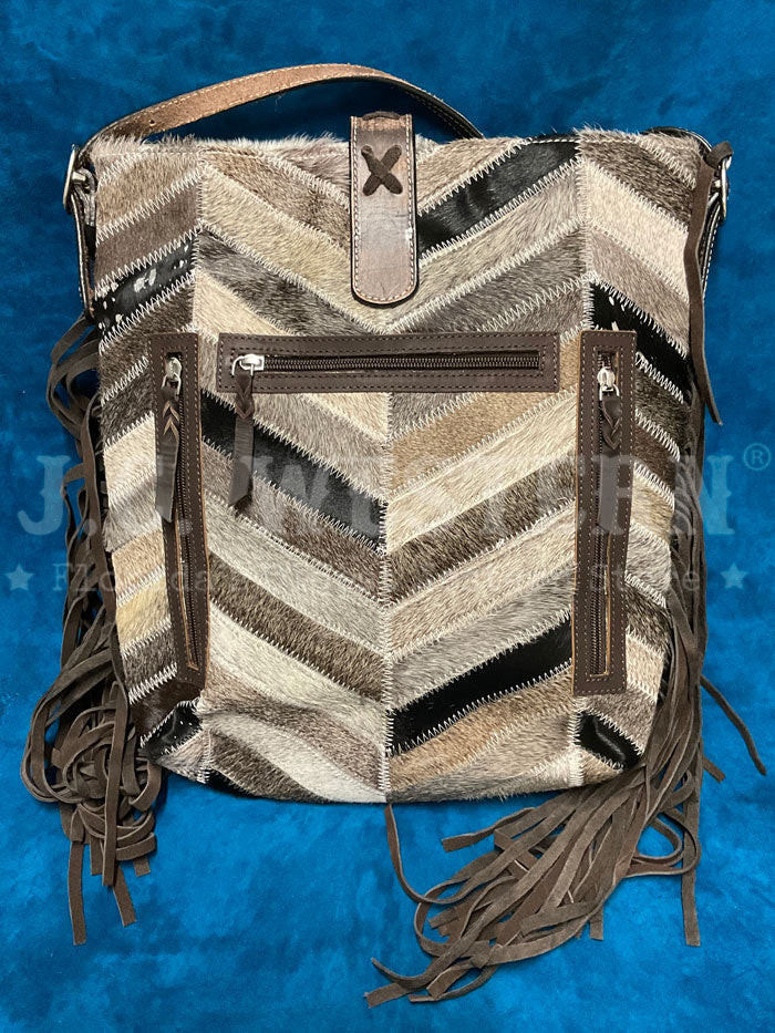 Angel Ranch D330003002 Ladies Large Crossbody Chevron Collection Bag Brown front view. If you need any assistance with this item or the purchase of this item please call us at five six one seven four eight eight eight zero one Monday through Saturday 10:00a.m EST to 8:00 p.m EST