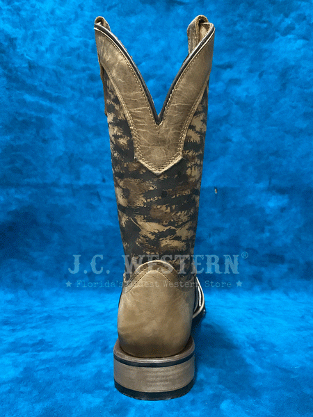 Circle G L6083 Mens Camo Printed Shaft Wide Square Toe Boot Tan back view. If you need any assistance with this item or the purchase of this item please call us at five six one seven four eight eight eight zero one Monday through Saturday 10:00a.m EST to 8:00 p.m EST