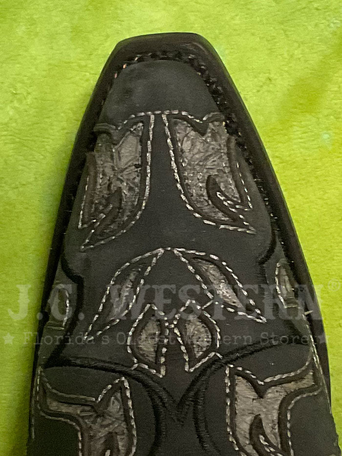 Circle G L6033 Ladies Inlay & Embroidery Boot Black And Grey front and inner side view. If you need any assistance with this item or the purchase of this item please call us at five six one seven four eight eight eight zero one Monday through Saturday 10:00a.m EST to 8:00 p.m EST