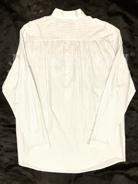 Scully RW058 -WHT Mens Pinstripe Yarn Dye Bib Western Shirt White back view. If you need any assistance with this item or the purchase of this item please call us at five six one seven four eight eight eight zero one Monday through Saturday 10:00a.m EST to 8:00 p.m EST