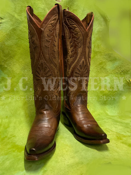 Circle G L6085 Inlay And Embroidery Tall Top Boot Bronze front and inner side view. If you need any assistance with this item or the purchase of this item please call us at five six one seven four eight eight eight zero one Monday through Saturday 10:00a.m EST to 8:00 p.m EST