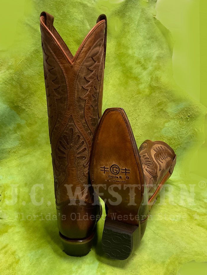 Circle G L6085 Inlay And Embroidery Tall Top Boot Bronze front and inner side view. If you need any assistance with this item or the purchase of this item please call us at five six one seven four eight eight eight zero one Monday through Saturday 10:00a.m EST to 8:00 p.m EST