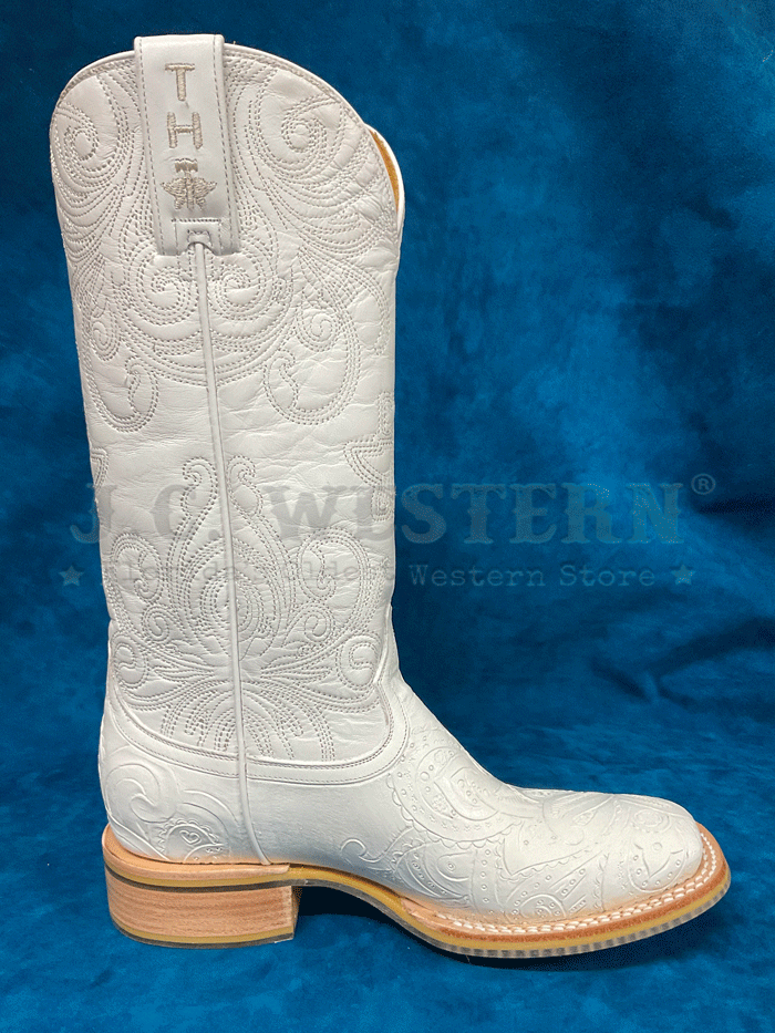 Tin Haul 14-021-0007-1513 Womens White Wedding Yes I Do Sole Square Toe Western Boot White front  and sole view. If you need any assistance with this item or the purchase of this item please call us at five six one seven four eight eight eight zero one Monday through Saturday 10:00a.m EST to 8:00 p.m EST