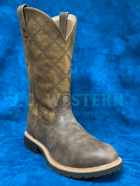 Twisted X MXTR015 Mens Tech X Round Toe Work Boot Brown  front and side view. If you need any assistance with this item or the purchase of this item please call us at five six one seven four eight eight eight zero one Monday through Saturday 10:00a.m EST to 8:00 p.m EST